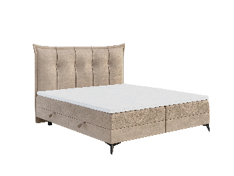 Manželská posteľ Boxspring 200 cm Foxtrot (svetlobéžová) (s matracom a úl. priestorom)