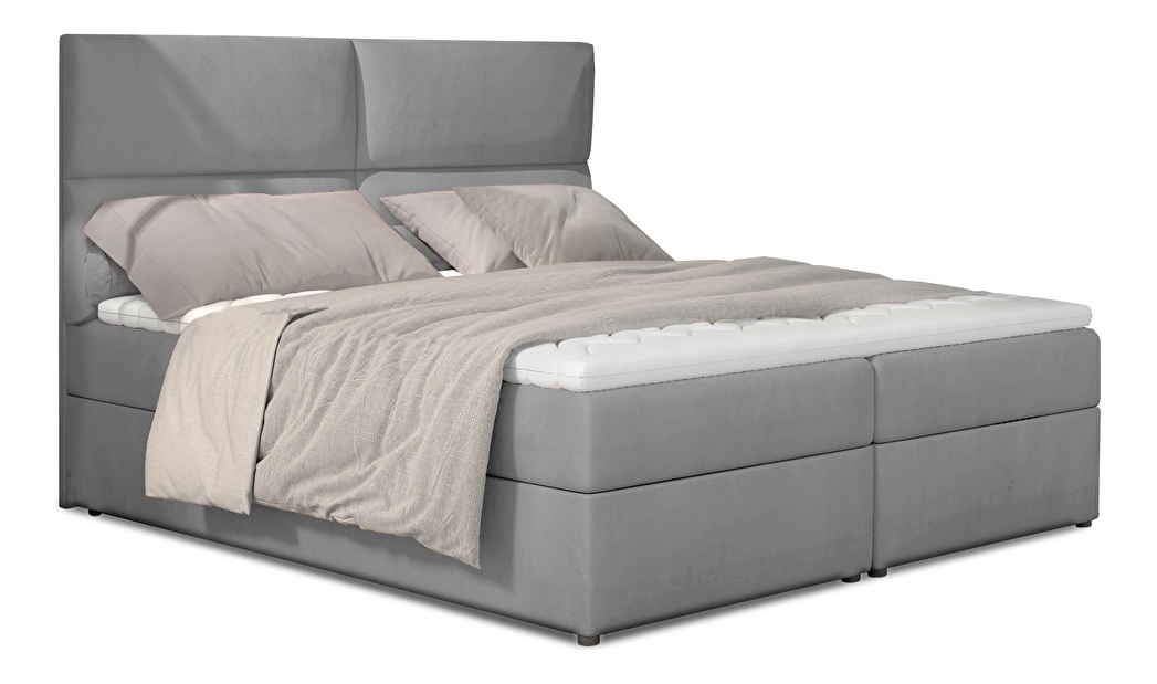 Kontinentálna posteľ 165 cm Alyce (svetlosivá) (s matracmi)