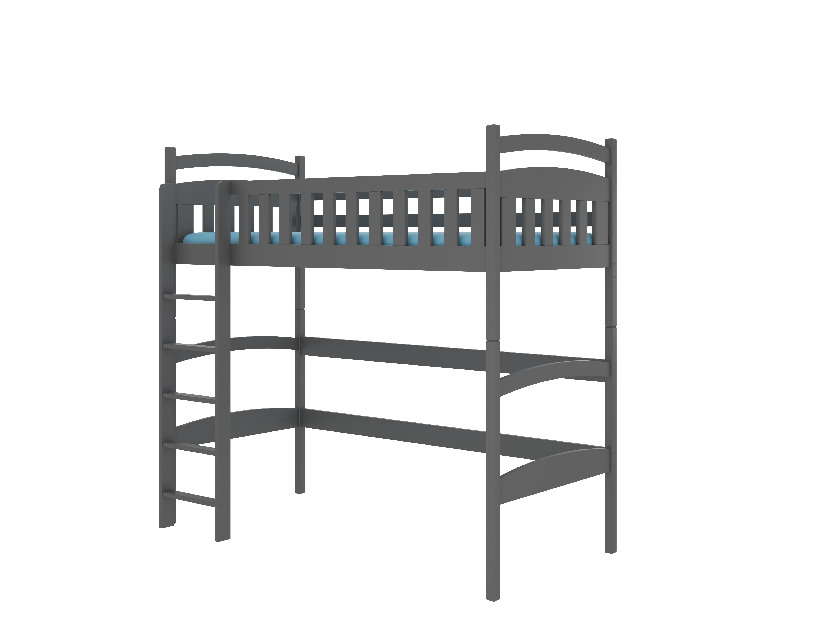 Poschodová detská posteľ 200x90 cm Milo (s roštom a matracom) (grafit)