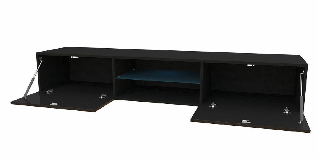 TV stolík/skrinka Zigo Glass 180 (čierna + čierny lesk) ( s farebným osvetlením LED RGB) *výpredaj