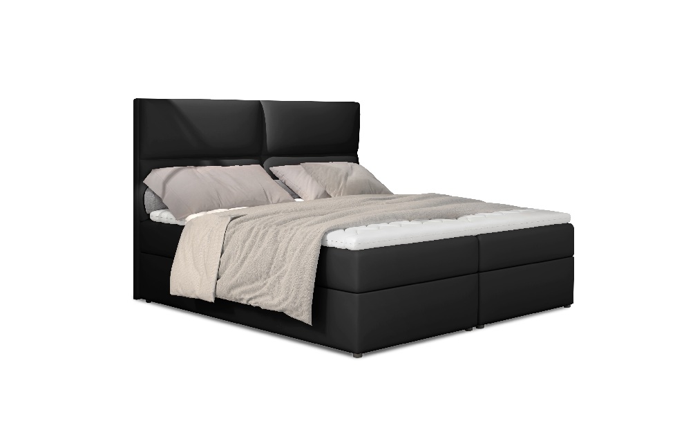 Manželská posteľ Boxspring 145 cm Alyce (čierna) (s matracmi)