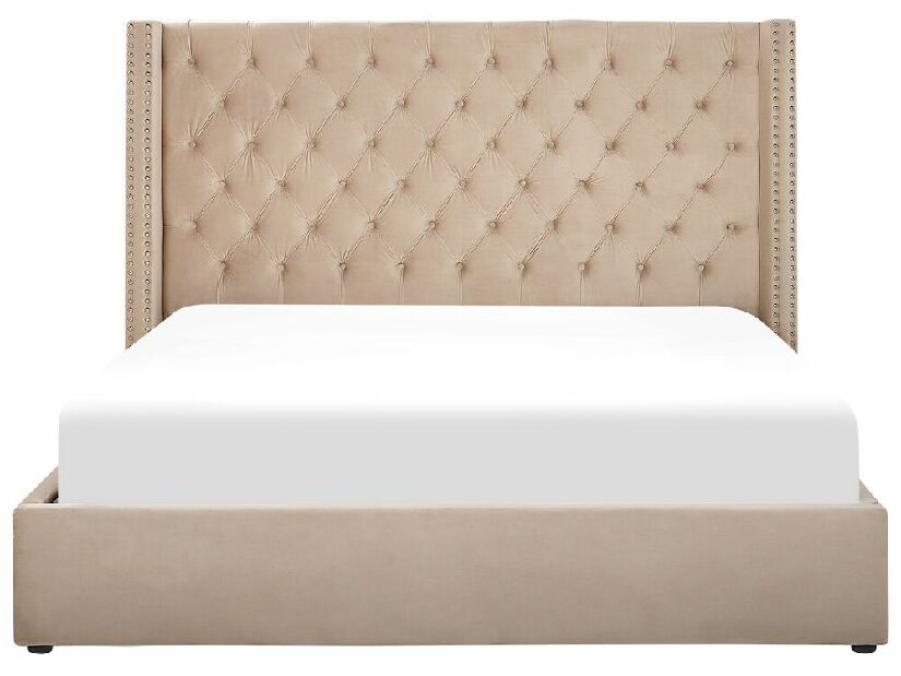 Manželská posteľ 180 cm LUBECK (polyester) (béžová) (s roštom)