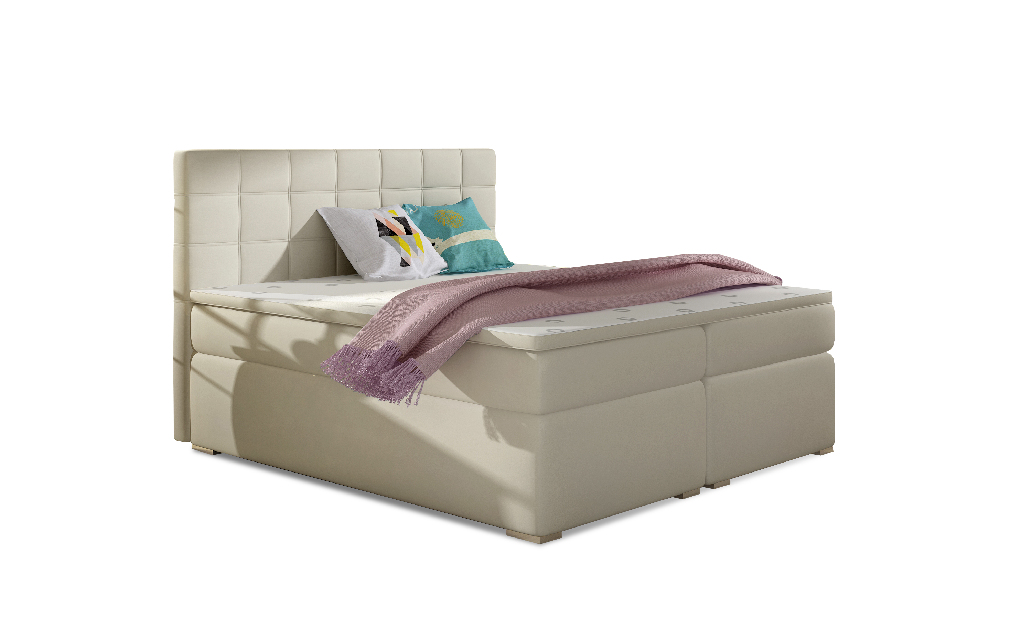 Kontinentálna posteľ 160 cm Abbie (svetlobéžová) (s matracmi)