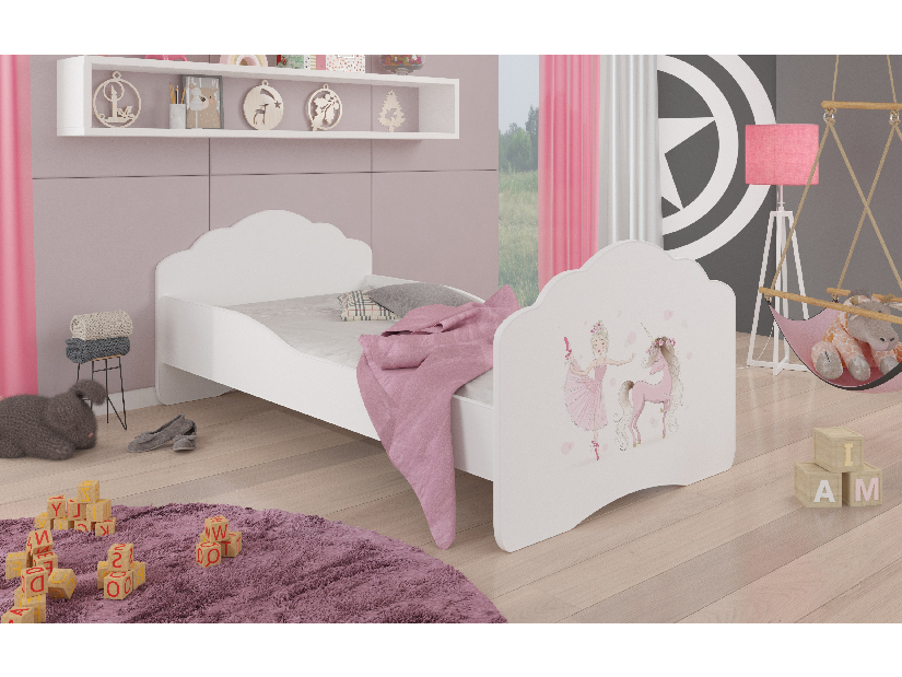 Detská posteľ 140x70 cm Cassi (s roštom a matracom) (víla a koník)