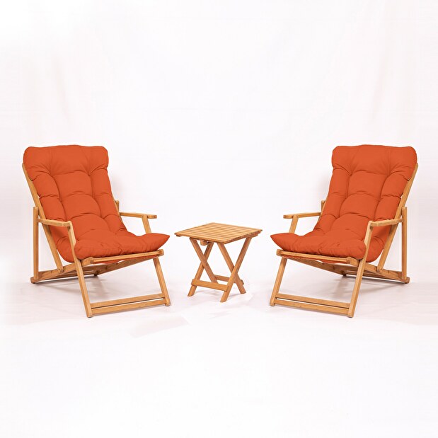 Súprava záhradného stola a stoličiek (3 kusy) Minnie (oranžová + prírodná)