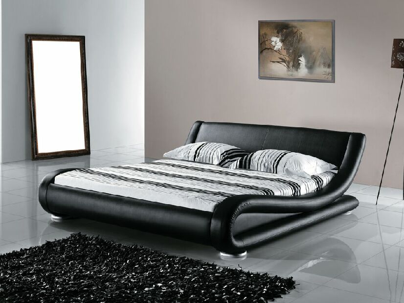 Manželská posteľ 140 cm AVENUE (s roštom) (čierna)