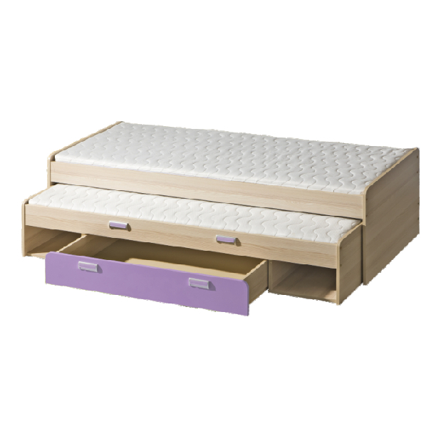 Rozkladacia posteľ 80 cm Echo L16 fialová (s dvomi matracmi a roštami) *výpredaj