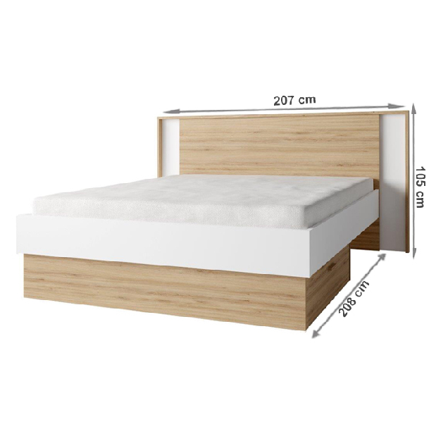 Manželská posteľ 160 cm Siris (biela + dub divoký)