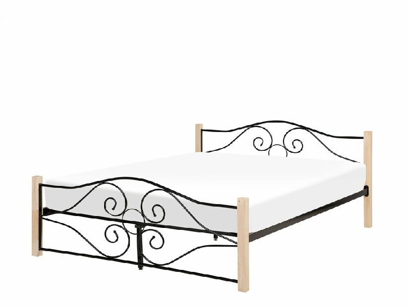 Manželská posteľ 160 cm FLANGE (s roštom) (čierna)