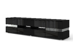 TV stolík/skrinka Vaimo (matná čierna + lesklá čierna)