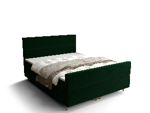 Manželská posteľ Boxspring 160 cm Flu Plus Comfort (tmavozelená) (s matracom a úložným priestorom)