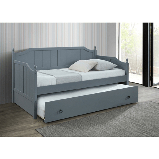 Jednolôžková posteľ s prístelkou 90 cm Byrma (sivá) (s roštami)