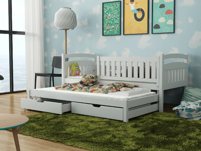 Detská posteľ 90 x 200 cm GLYNDA (s roštom a úl. priestorom) (biela) *výpredaj
