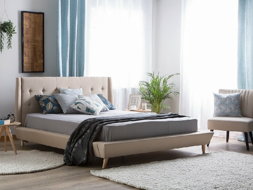 Manželská posteľ 160 cm TURIN (s roštom) (béžová)