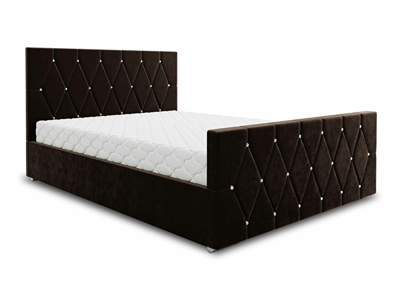 Manželská posteľ 180 cm Illa (tmavohnedá) (s roštom a úložným priestorom)