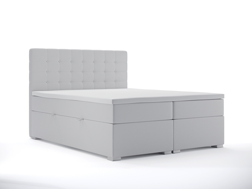 Kontinentálna posteľ 180 cm Clady (biela ekokoža) (s úložným priestorom)