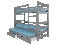 Poschodová detská posteľ 180x75 cm Karin (s roštom a matracom) (sivá)