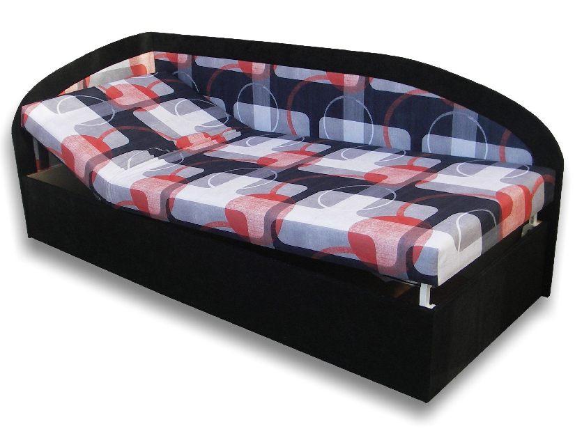 Jednolôžková posteľ (váľanda) 80 cm Krista (čierna + viacfarebné) (L) *výpredaj