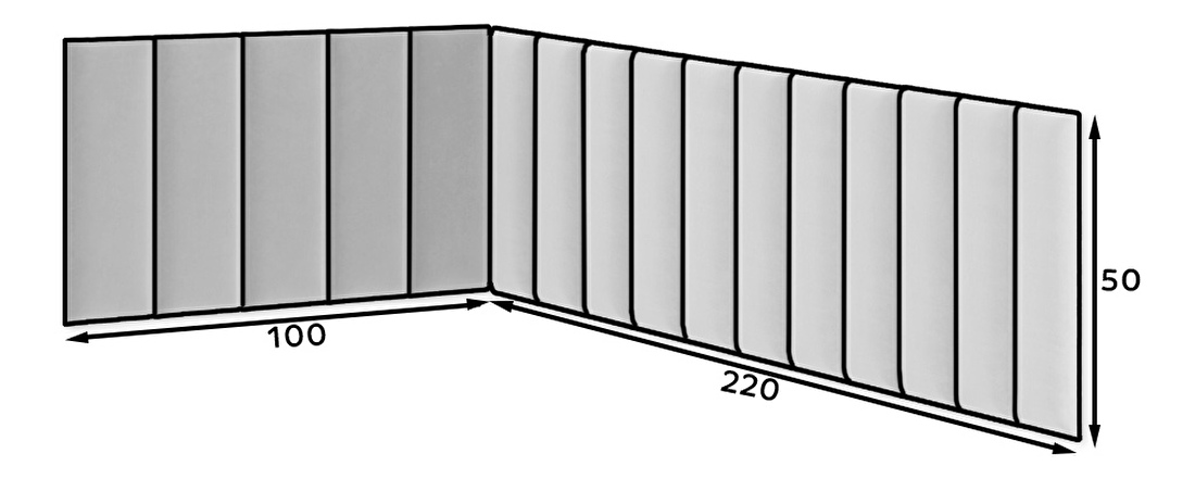 Set 16 čalúnených panelov Quadra 100x220x50 cm (tmavosivá)