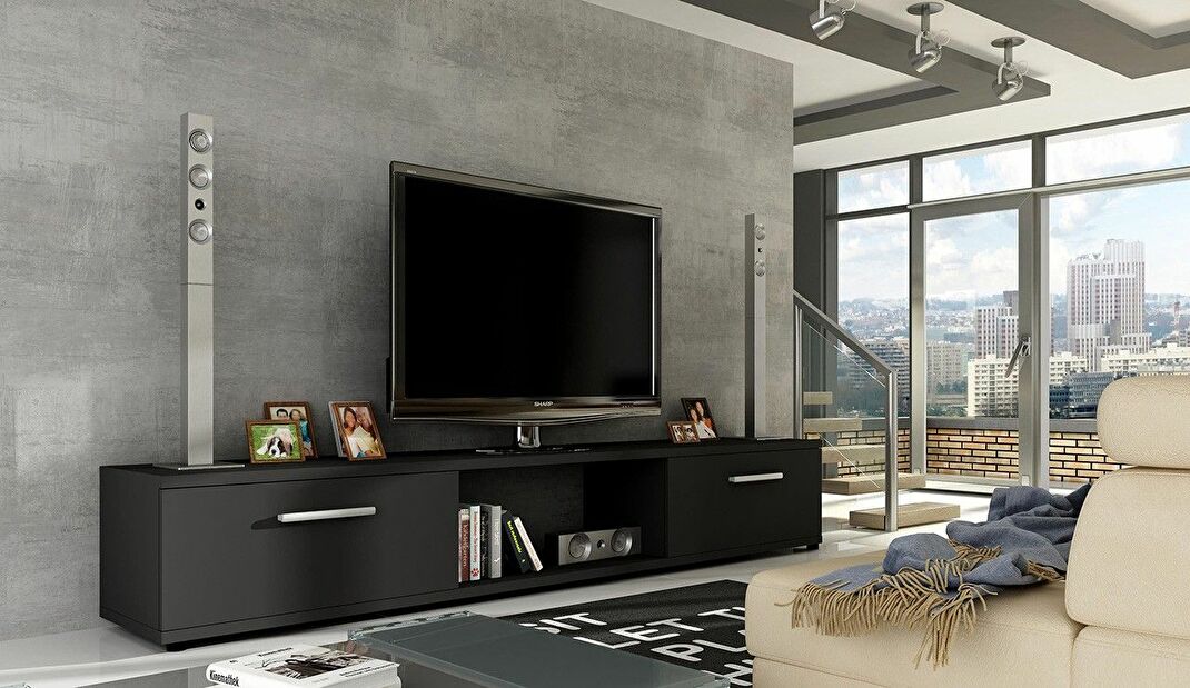 TV stolík/skrinka Milano (čierna) *výpredaj