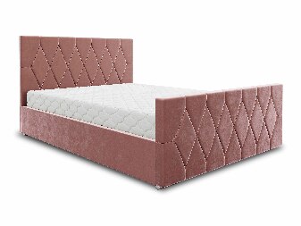 Manželská posteľ 160 cm Alex (svetloružová) (s roštom a úložným priestorom)