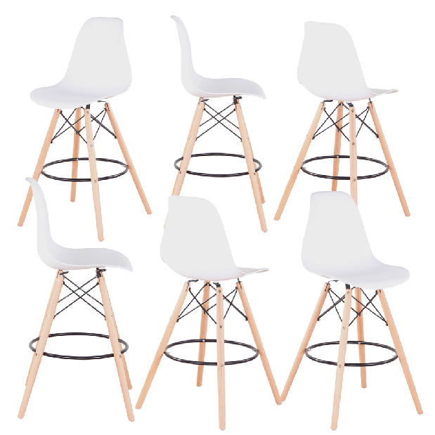 Barová stolička Carli (biela + buk)