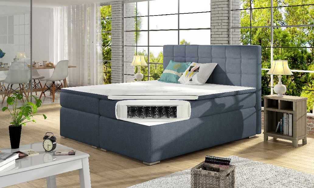 Manželská posteľ Boxspring 160 cm Abbie (biela) (s matracmi)