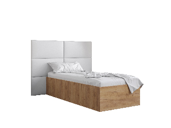 Jednolôžková posteľ s čalúneným čelom 90 cm Brittany 2 (dub craft zlatý + biela) (s roštom)