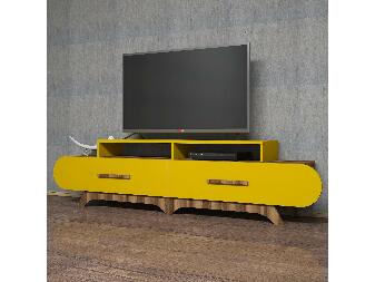 TV stolík/skrinka Florian (orech + žltá)