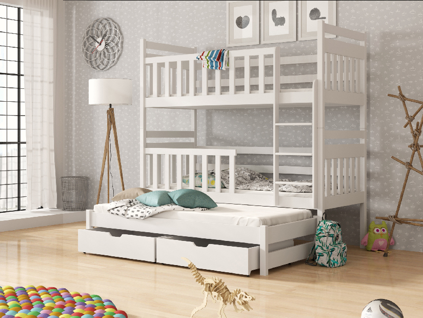 Detská posteľ 90 x 190 cm KRISTY (s roštom a úl. priestorom) (biela)