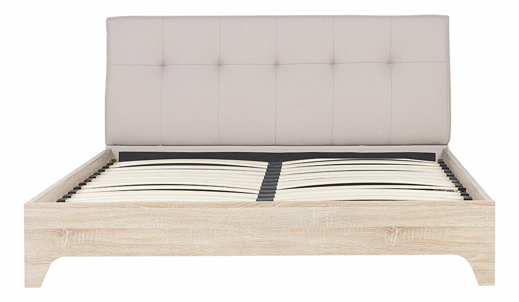 Manželská posteľ 160 cm BERGAMO (s roštom) (béžová + svetlé drevo)