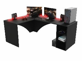 Rohový pc stôl Carbon (čierna) (L) (s RGB osvetlením) *výpredaj