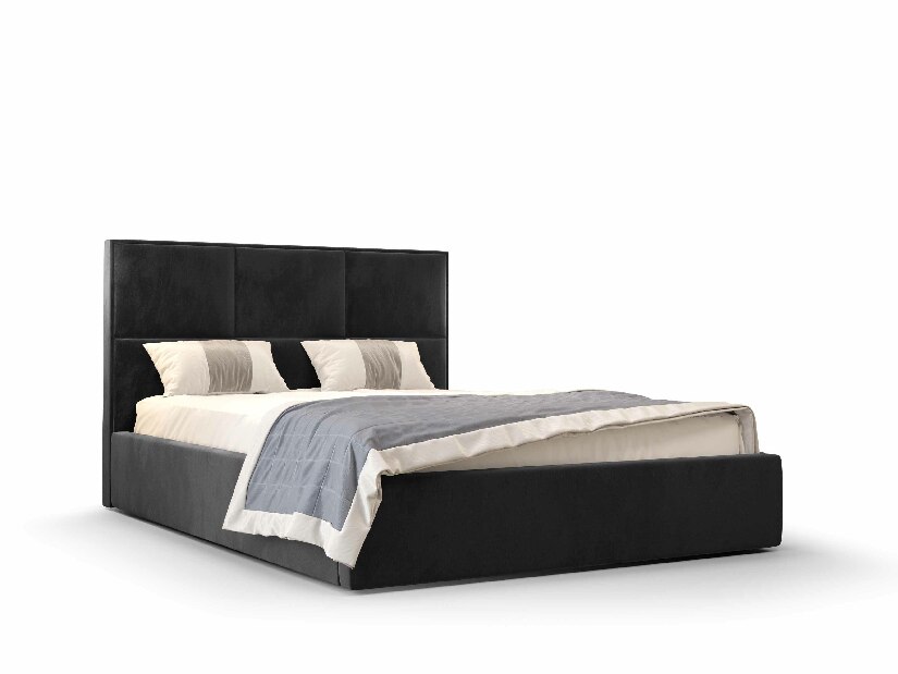 Manželská posteľ 160 cm Elna (čierna) (s roštom a úložným priestorom)