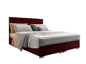 Manželská posteľ 160 cm Boxspring Harlan Comfort (červená) (s roštom, matracom a úl. priestorom)