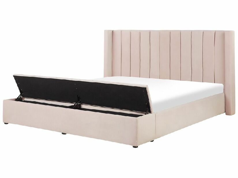 Manželská posteľ 180 cm NAIROBI (textil) (svetloružová) (s roštom)