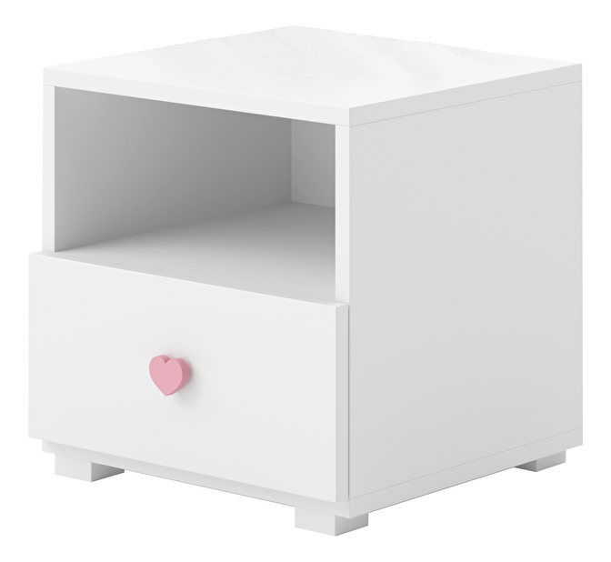 Nočný stolík Effie (biela + ružová)