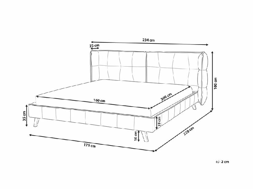 Manželská posteľ 160 cm SENEL (s roštom) (sivá)