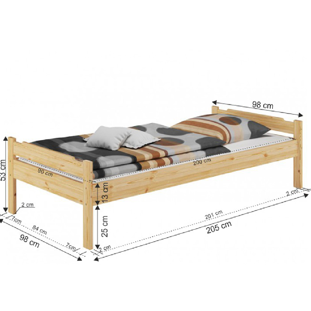Jednolôžková posteľ 90 cm Lipo (prírodná)