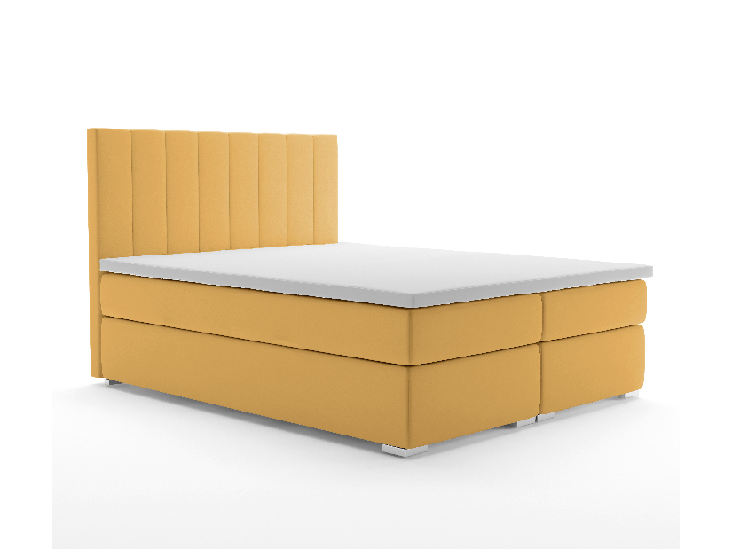 Manželská posteľ Boxspring 180 cm Pugno (žltá) (s úložným priestorom)