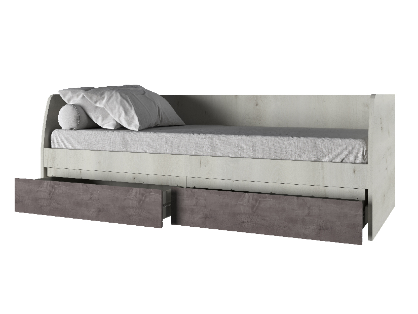 Jednolôžková posteľ 90 cm Norine (jelša polárna + onyxová) (s roštom)