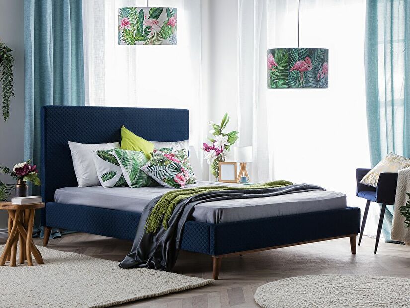 Manželská posteľ 180 cm BARON (s roštom) (modrá) *bazár
