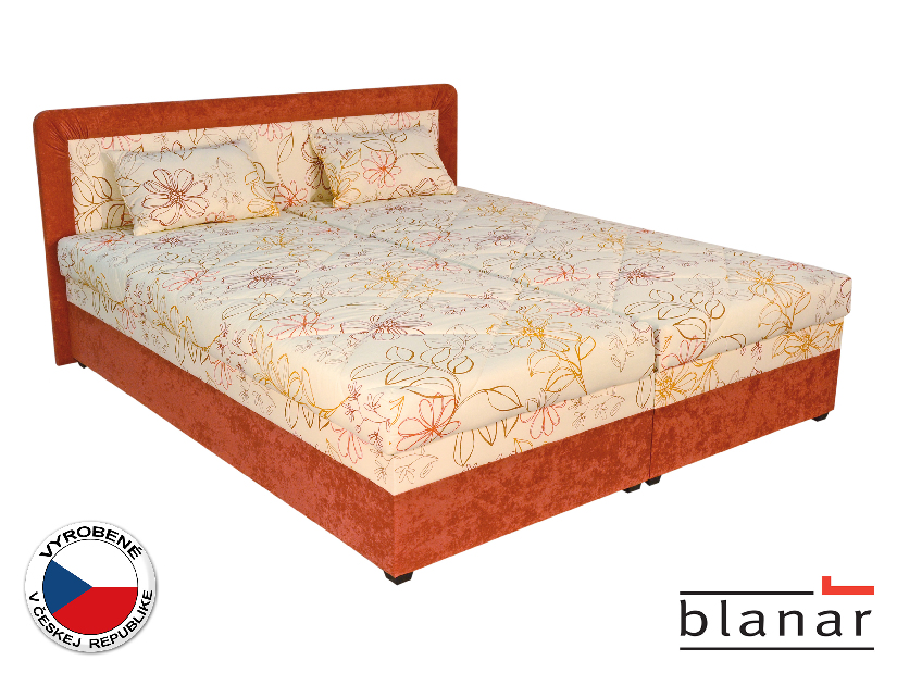 Manželská posteľ 160 cm Blanár Bologna (s roštom a matracmi) (béžová + oranžová)
