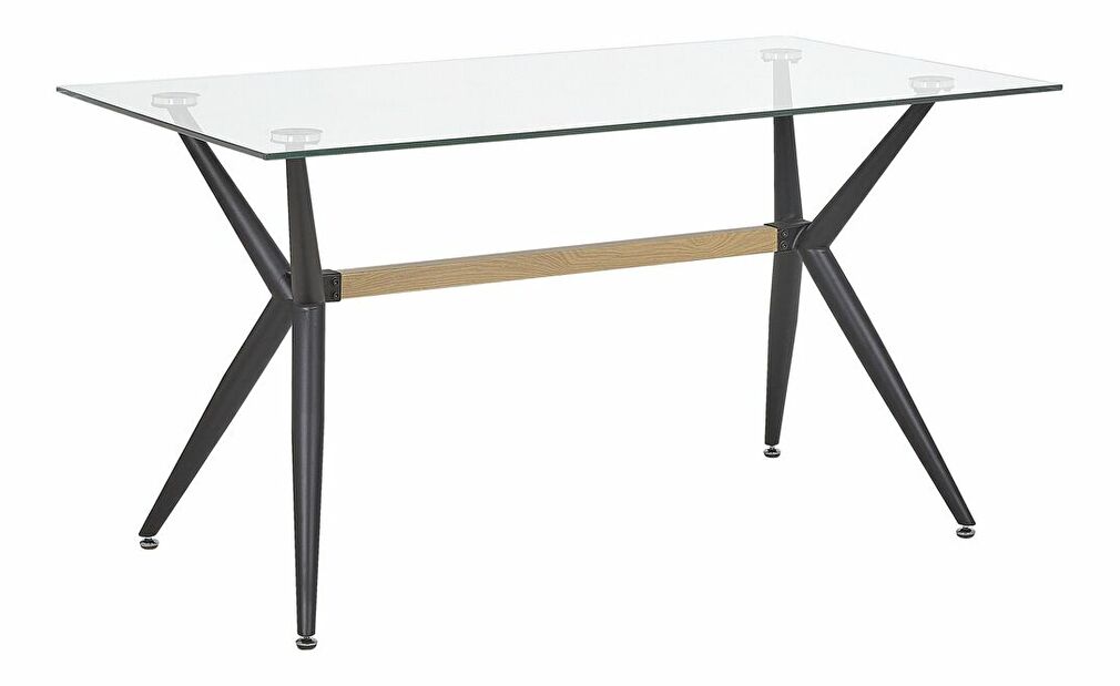 Jedálenský stôl SACORRO (čierna + sklo) (pre 6 osôb)