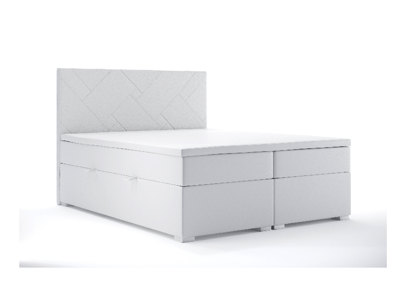 Kontinentálna posteľ 140 cm Melo (biela ekokoža) (s úložným priestorom)
