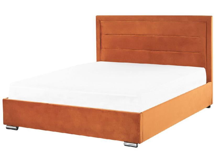 Manželská posteľ 160 cm Ruthine (oranžová) (s roštom a úložným priestorom)