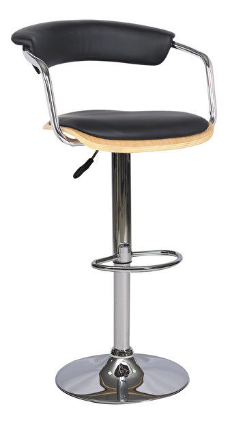 Barová stolička C-973 (ekokoža čierna + dub)