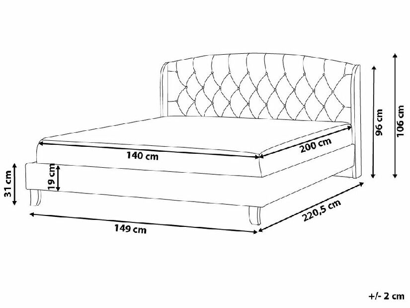 Manželská posteľ 140 cm BORD (s roštom) (sivá)