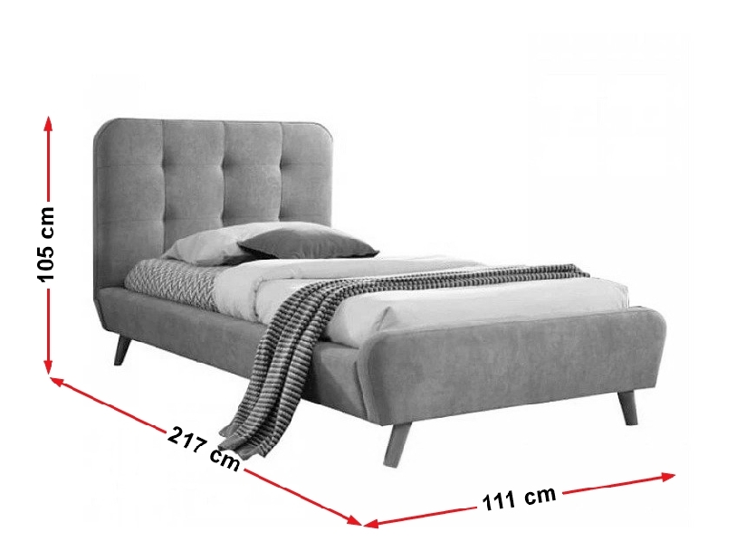 Jednolôžková posteľ 90x200 cm Temika (sivá) (s roštom)