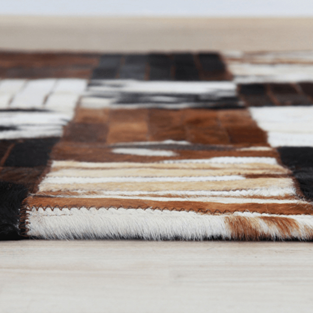 Kožený koberec 201x300 cm Kazuko TYP 04 (hovädzia koža + vzor patchwork)