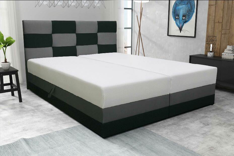 Manželská posteľ 180 cm Marion (tmavosivá + svetlosivá) (s roštom a matracom)
